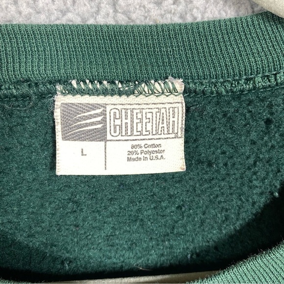 Vintage Cheetah Christmas Sweatshirt Unisex Size Large Green Snowman - Picture 6 of 7